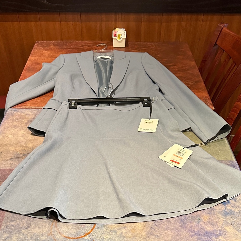 Calvin Klein Women's Soft Blue Blazer and Skirt Set size 2